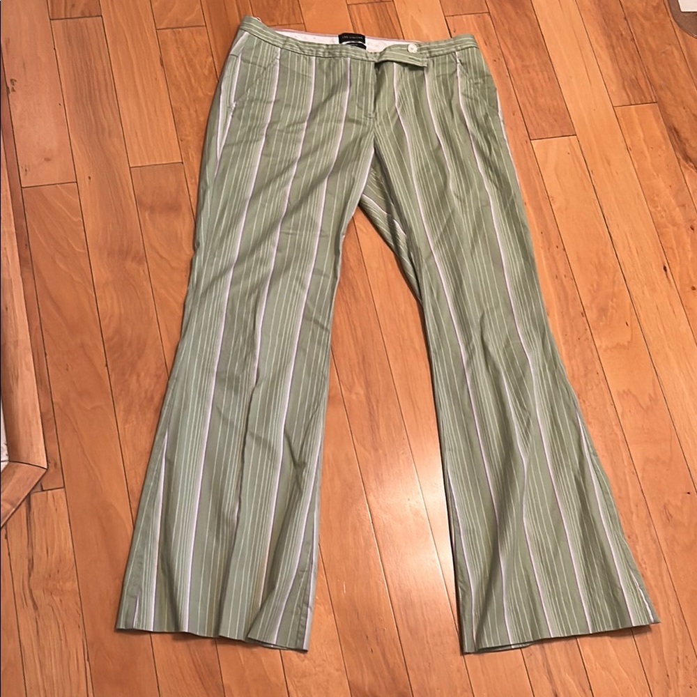 The Limited Green Striped Boot Cut Pants